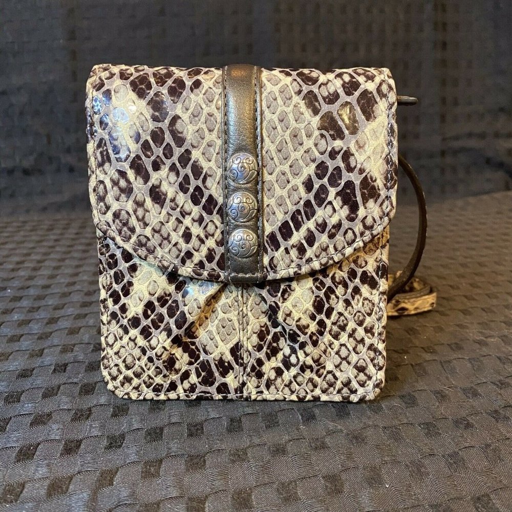 Brighton Crossbody Purse Wallet Faux Snakeskin Organizer Small Mint Condition